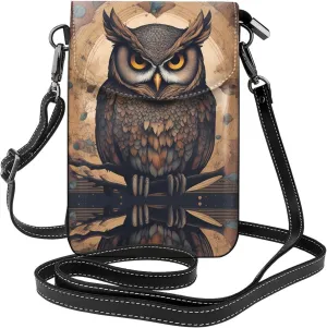 Owl Beliefs Printing Leather Crossbody Flap Phone Bag - Versatile Gift for Women Walking, Camping, Shopping, and Travel