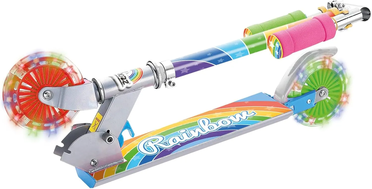 Ozbozz Rainbow Foldalbe Scooter - Light UP Wheels - Ages 5 and up