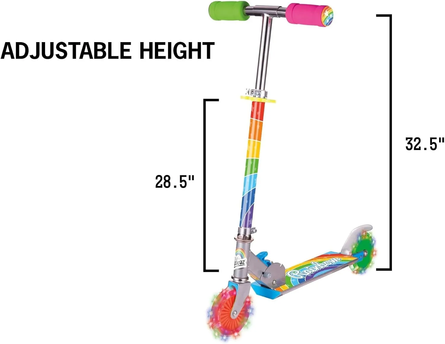 Ozbozz Rainbow Foldalbe Scooter - Light UP Wheels - Ages 5 and up