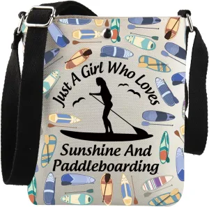 Paddleboard Lover Gift Just A Girl Who Loves Sunshine And Paddleboarding Crossbody Bag Surfing Gift For Her
