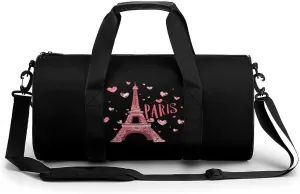 Paris France Eiffel Tower Souvenir Lightweight Gym Bag for Men Women Travel Duffel Bag Sports Workout Bag with Adjustable Strap