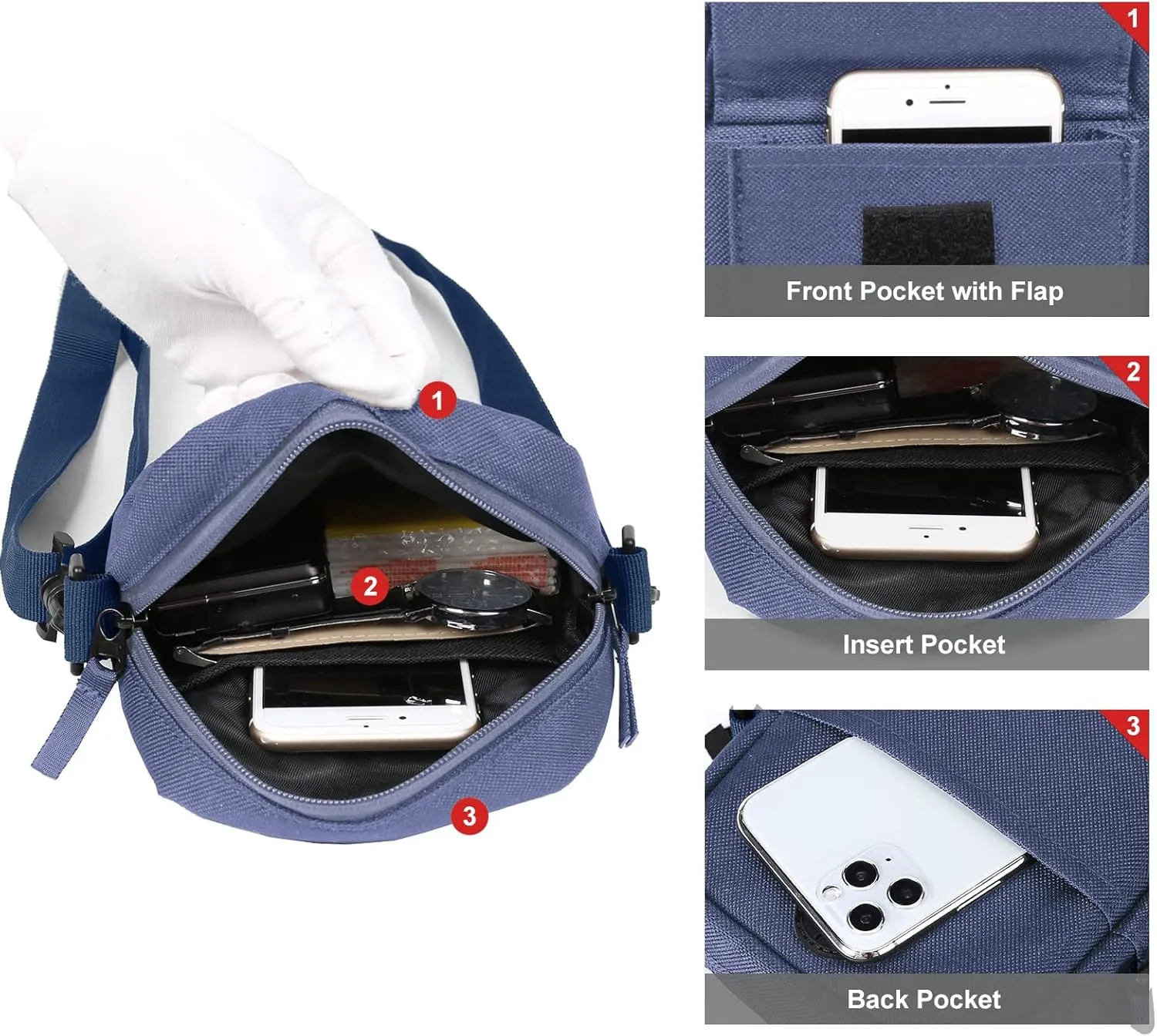 PAUBACK Crossbody Bag for Mens,Travel Passport Wallet Bag for Men for Cell Phone, Small Neck Pouch Side Shoulder Bag for Men