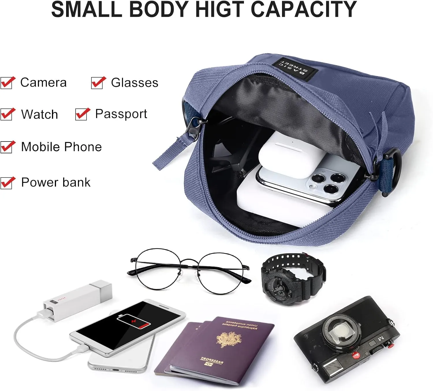 PAUBACK Crossbody Bag for Mens,Travel Passport Wallet Bag for Men for Cell Phone, Small Neck Pouch Side Shoulder Bag for Men
