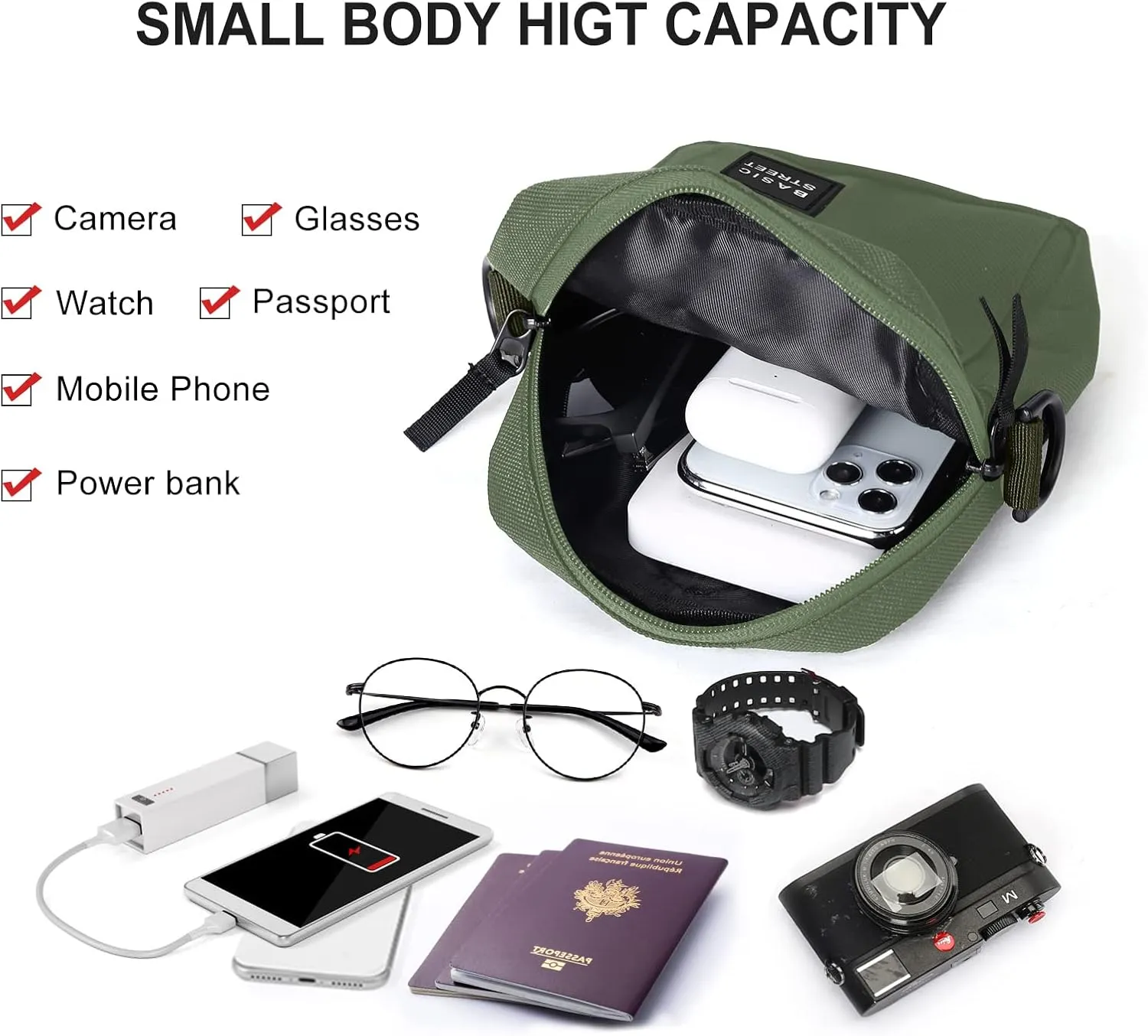 PAUBACK Crossbody Bag for Mens,Travel Passport Wallet Bag for Men for Cell Phone, Small Neck Pouch Side Shoulder Bag for Men