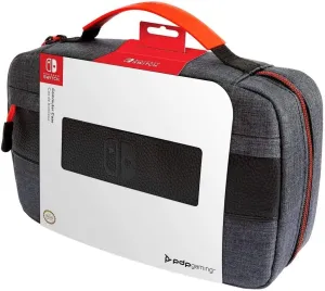 PDP Messenger Case with Removable Shoulder Strap - Holds 14 Games & Console - Compatible with Nintendo Switch/Lite/OLED - Grey