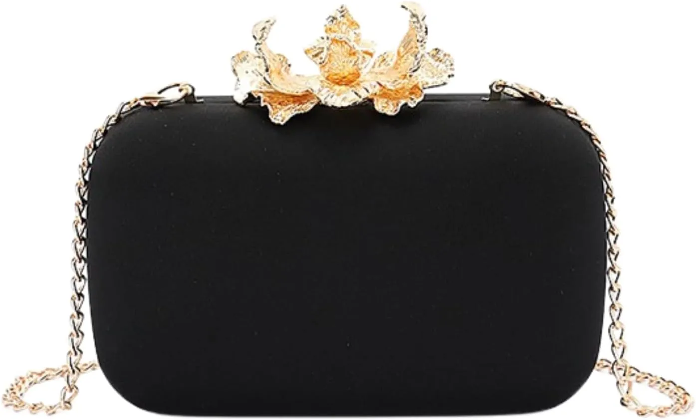 Pearl Flower Clasp Satin Box Clutch Bag Elegant Evening Women Fashion Wedding Bridal Dinner Party Bag Shoulder CrossBag
