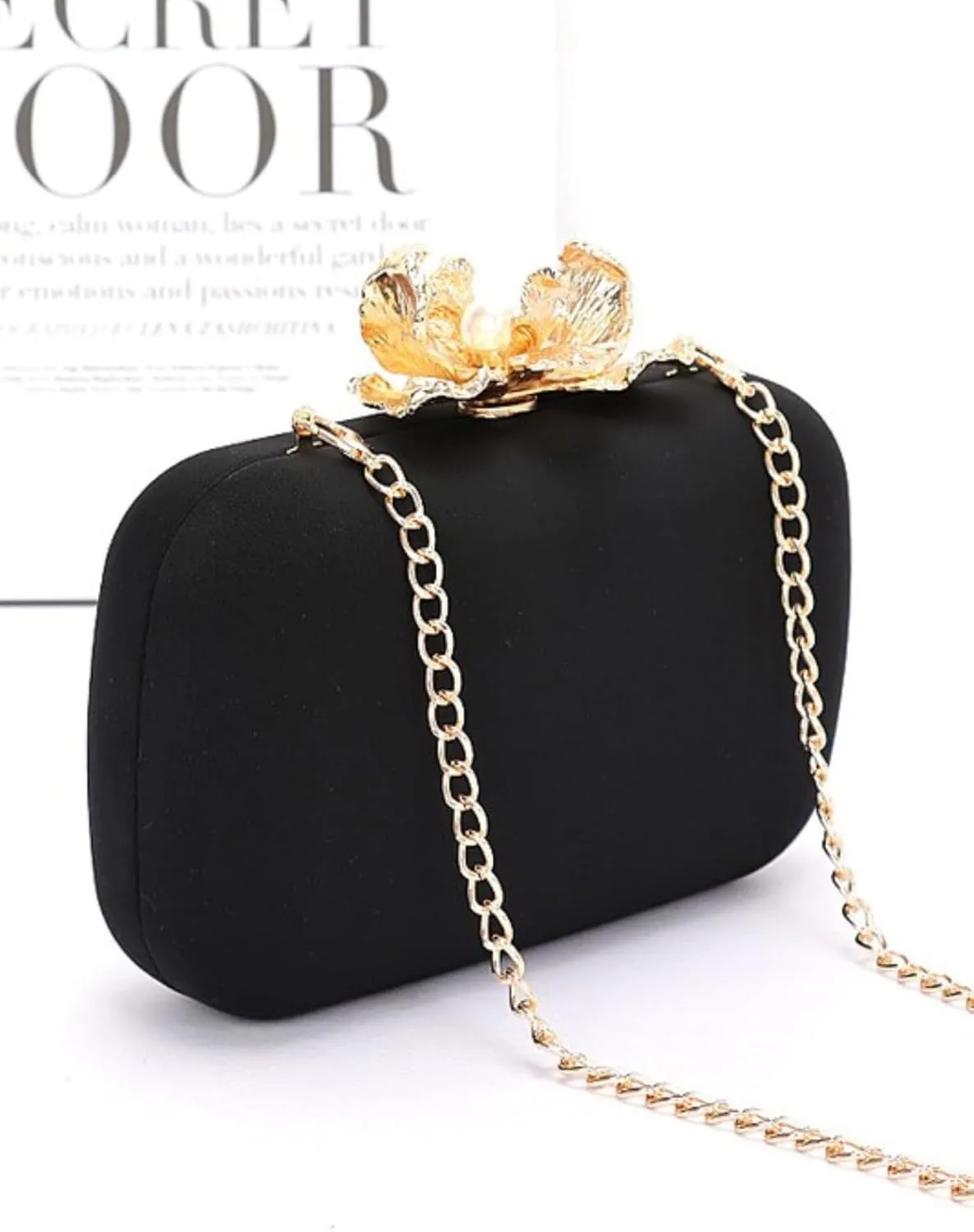 Pearl Flower Clasp Satin Box Clutch Bag Elegant Evening Women Fashion Wedding Bridal Dinner Party Bag Shoulder CrossBag