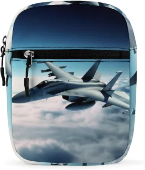 Personalized Small Crossbody Bag Water Resistant Messenger Bags Mini Aircraft Fighter Jets Printing SlingBag For Men Women