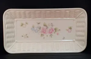 Pfaltzgraff - Tea Rose Rectangle bread serving tray - basket weave design