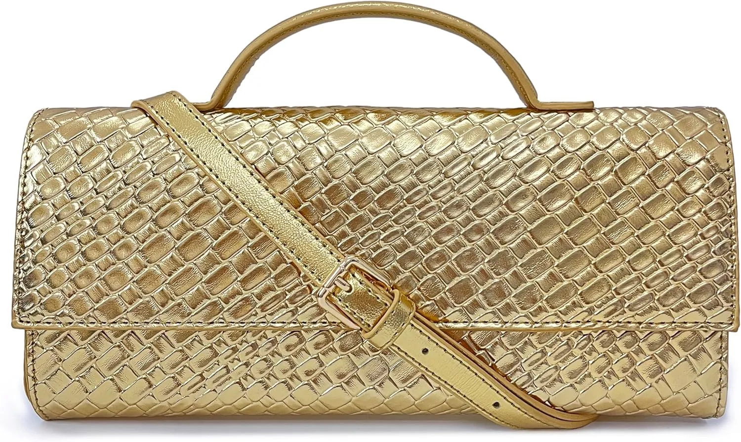 PHILOMENA Evening Woven Crossbody Bags for Women Casual Shoulder Handbag Vegan Leather Clutch Purse for Wedding Party