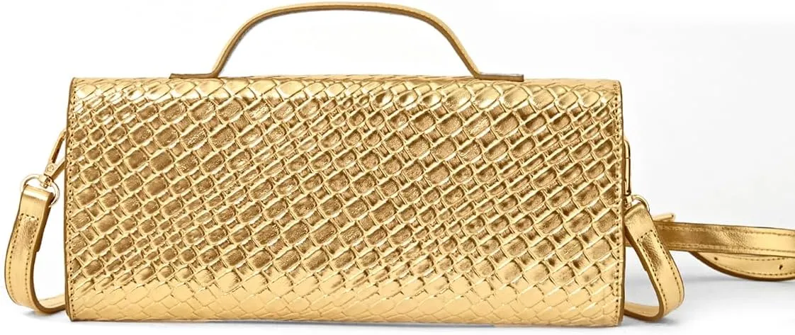 PHILOMENA Evening Woven Crossbody Bags for Women Casual Shoulder Handbag Vegan Leather Clutch Purse for Wedding Party