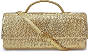 PHILOMENA Evening Woven Crossbody Bags for Women Casual Shoulder Handbag Vegan Leather Clutch Purse for Wedding Party