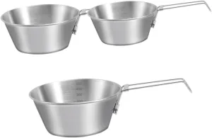 Picnic Barbecue Bowl with Handle 3-piece Folding Stainless Steel Camping Bowl Set for Outdoor Cooking
