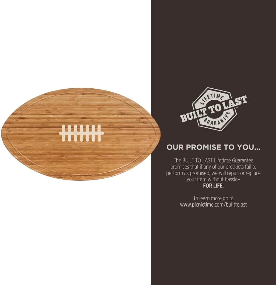 PICNIC TIME NCAA Football Cheese Board - Novelty Charcuterie Board - Serving Platter, Cheese Boards Charcuterie Boards, Wood Cutting Board, (Bamboo)