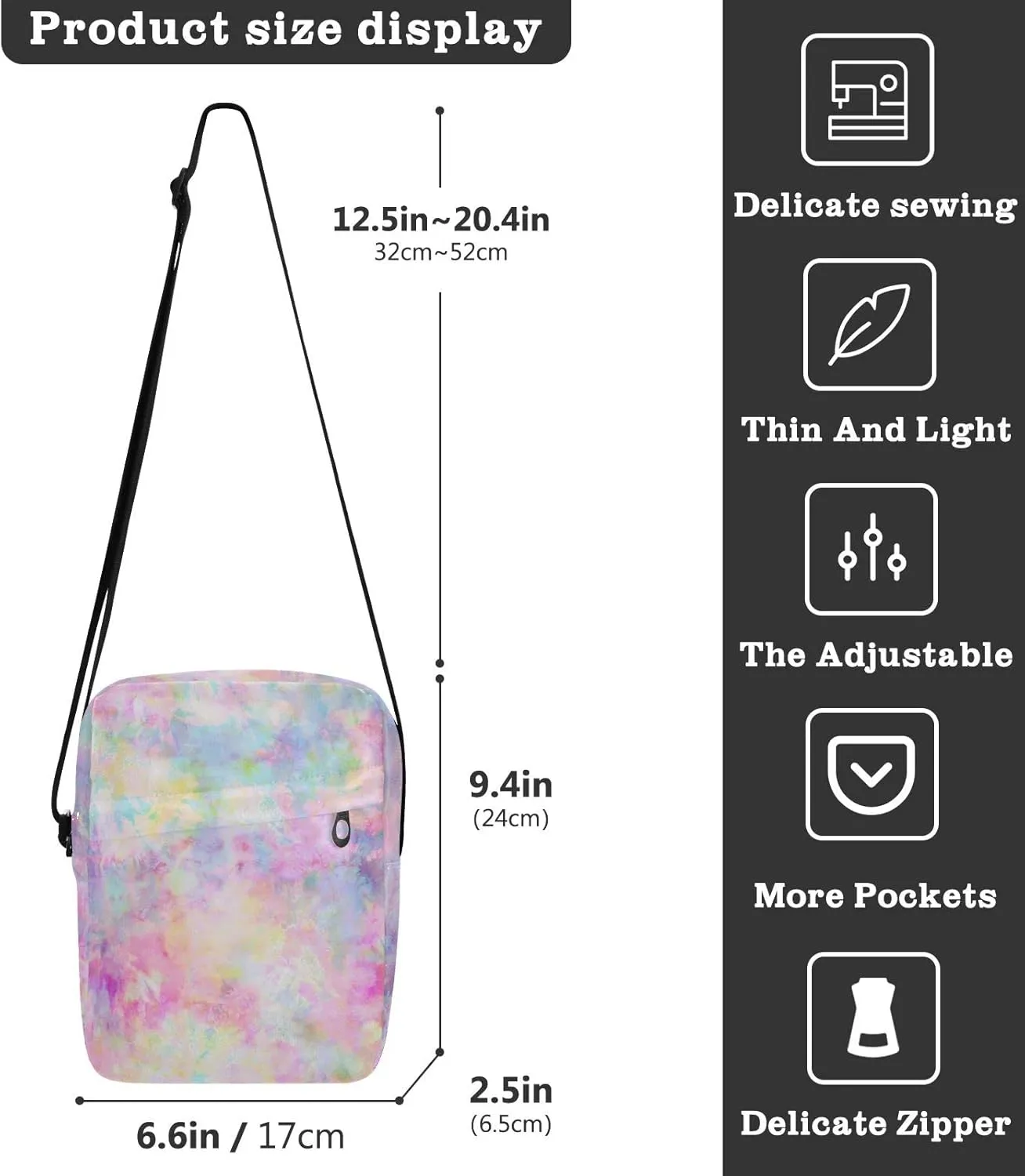 Poeticcity Crossbody Phone Bag, Small Messenger Shoulder Bag, Cash Handbag Wallet Purse