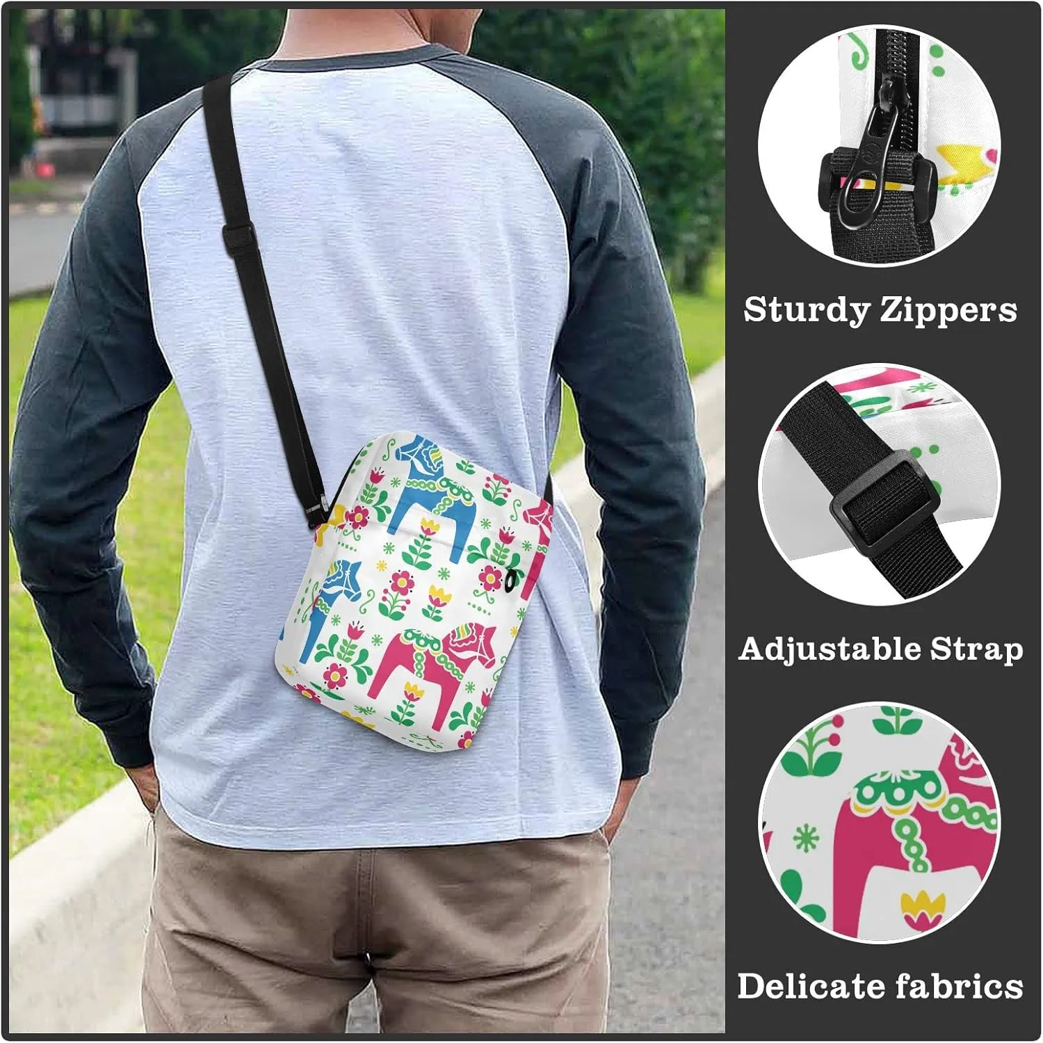 Poeticcity Crossbody Phone Bag, Small Messenger Shoulder Bag, Cash Handbag Wallet Purse