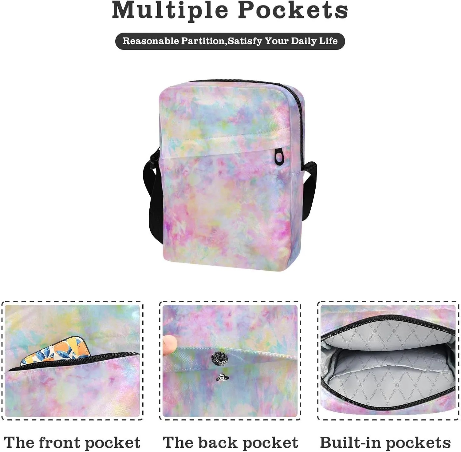 Poeticcity Crossbody Phone Bag, Small Messenger Shoulder Bag, Cash Handbag Wallet Purse