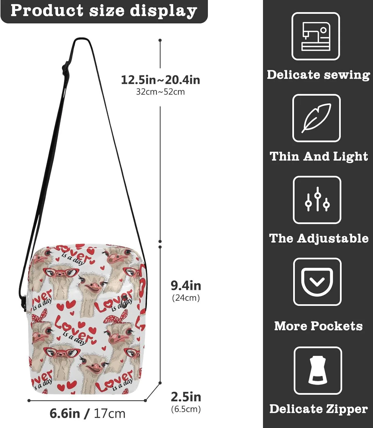 Poeticcity Crossbody Phone Bag, Small Messenger Shoulder Bag, Cash Handbag Wallet Purse
