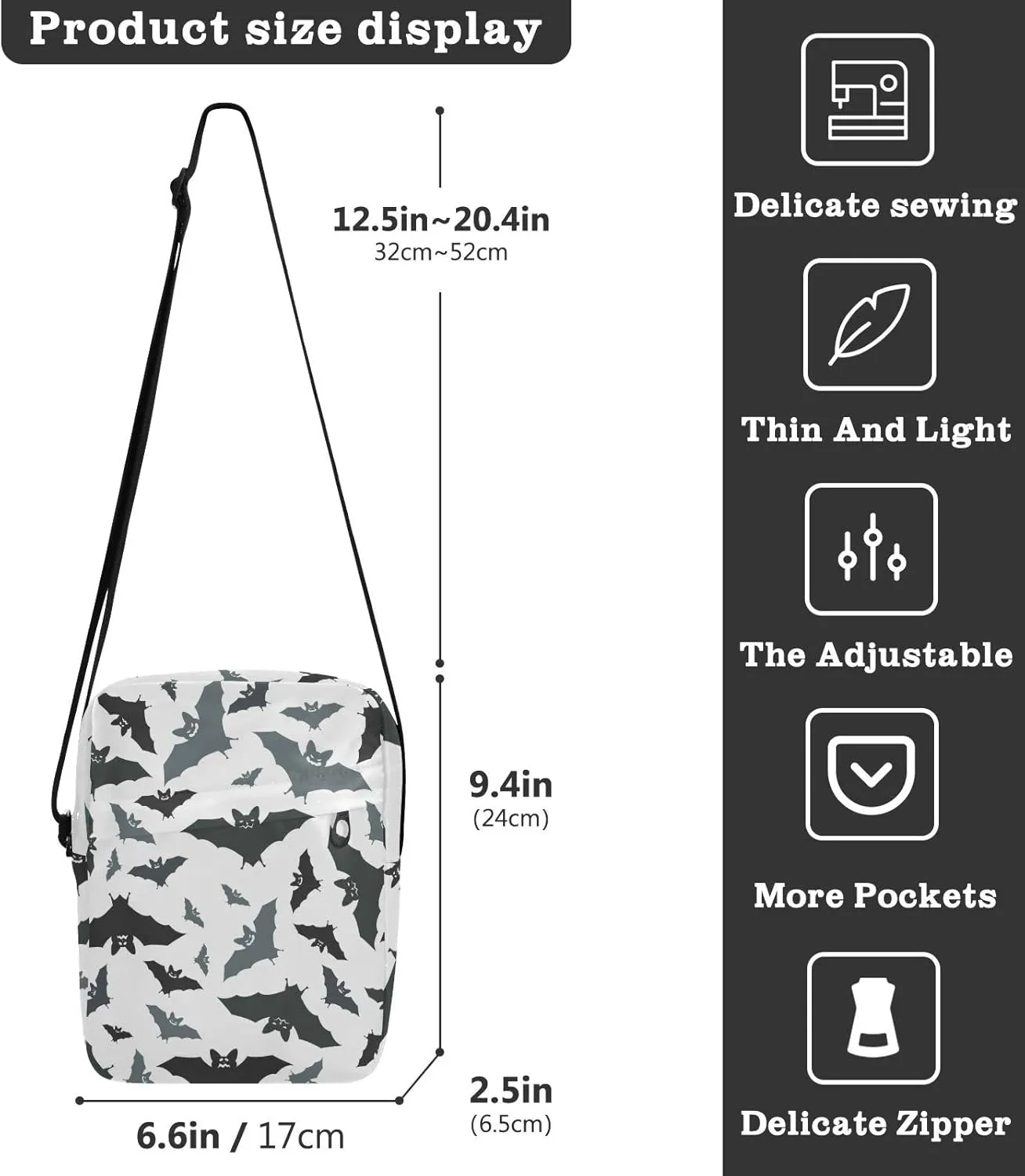 Poeticcity Crossbody Phone Bag, Small Messenger Shoulder Bag, Cash Handbag Wallet Purse