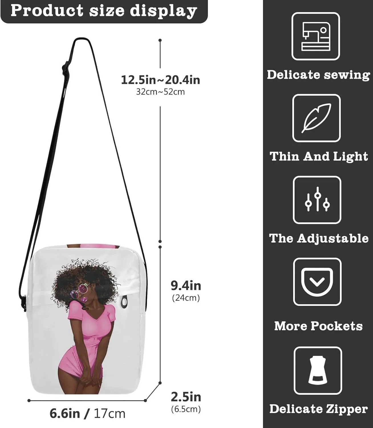 Poeticcity Crossbody Phone Bag, Small Messenger Shoulder Bag, Cash Handbag Wallet Purse