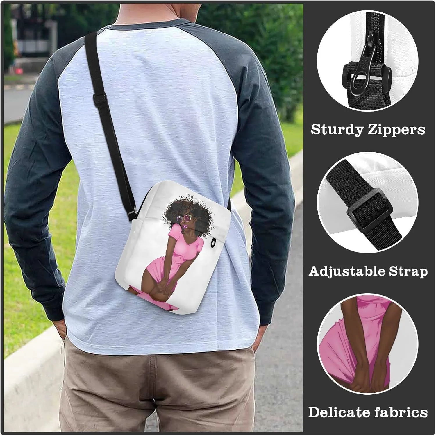 Poeticcity Crossbody Phone Bag, Small Messenger Shoulder Bag, Cash Handbag Wallet Purse