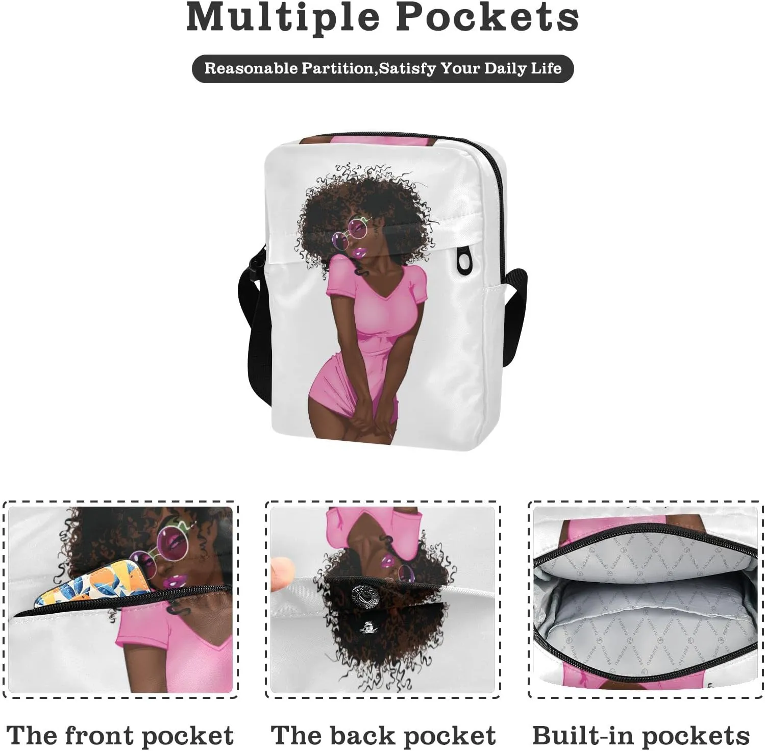 Poeticcity Crossbody Phone Bag, Small Messenger Shoulder Bag, Cash Handbag Wallet Purse