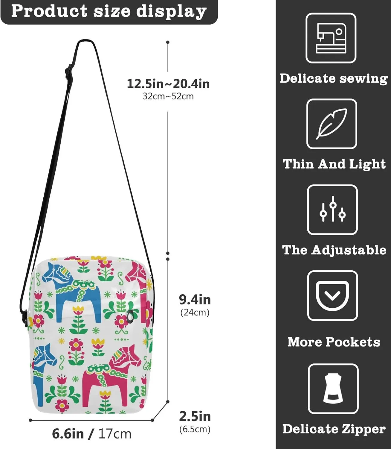 Poeticcity Crossbody Phone Bag, Small Messenger Shoulder Bag, Cash Handbag Wallet Purse
