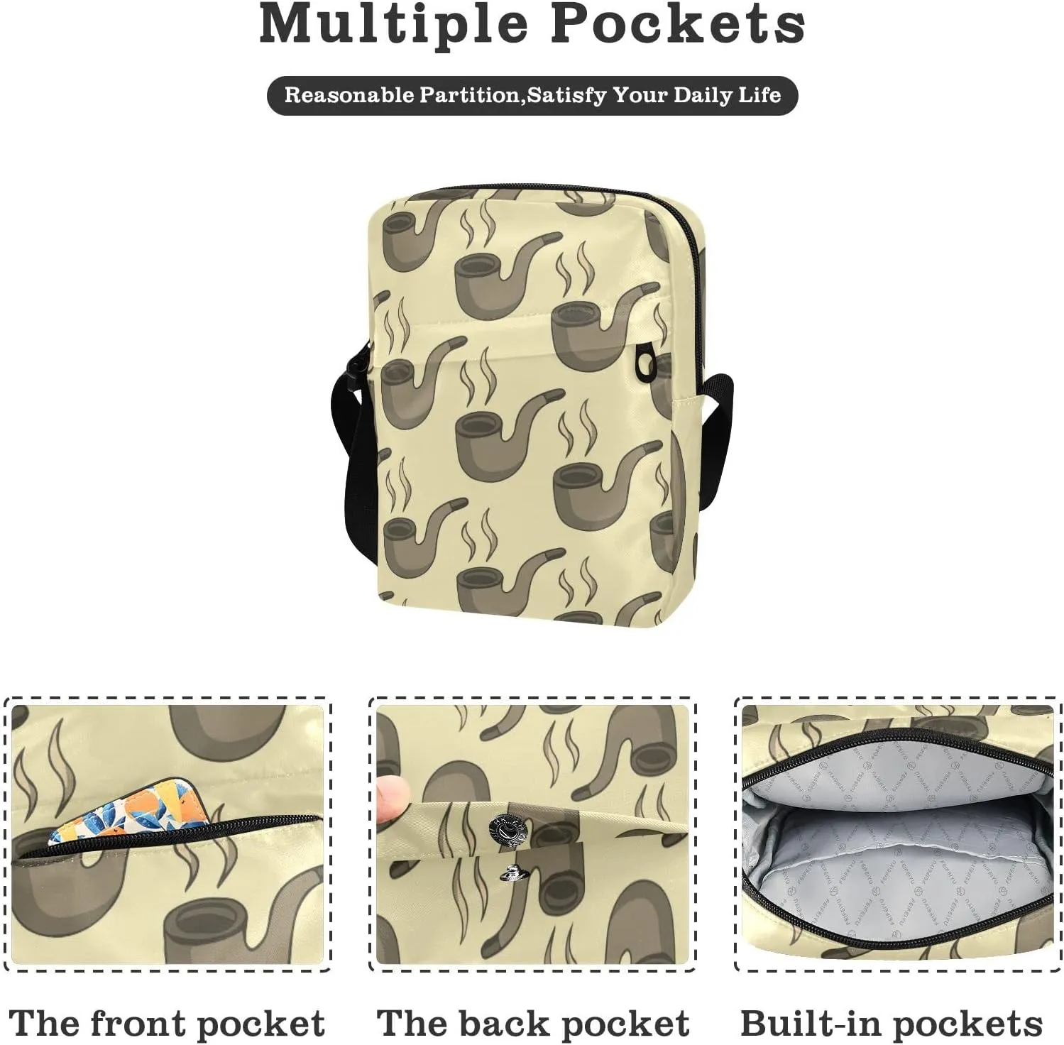 Poeticcity Crossbody Phone Bag, Small Messenger Shoulder Bag, Cash Handbag Wallet Purse