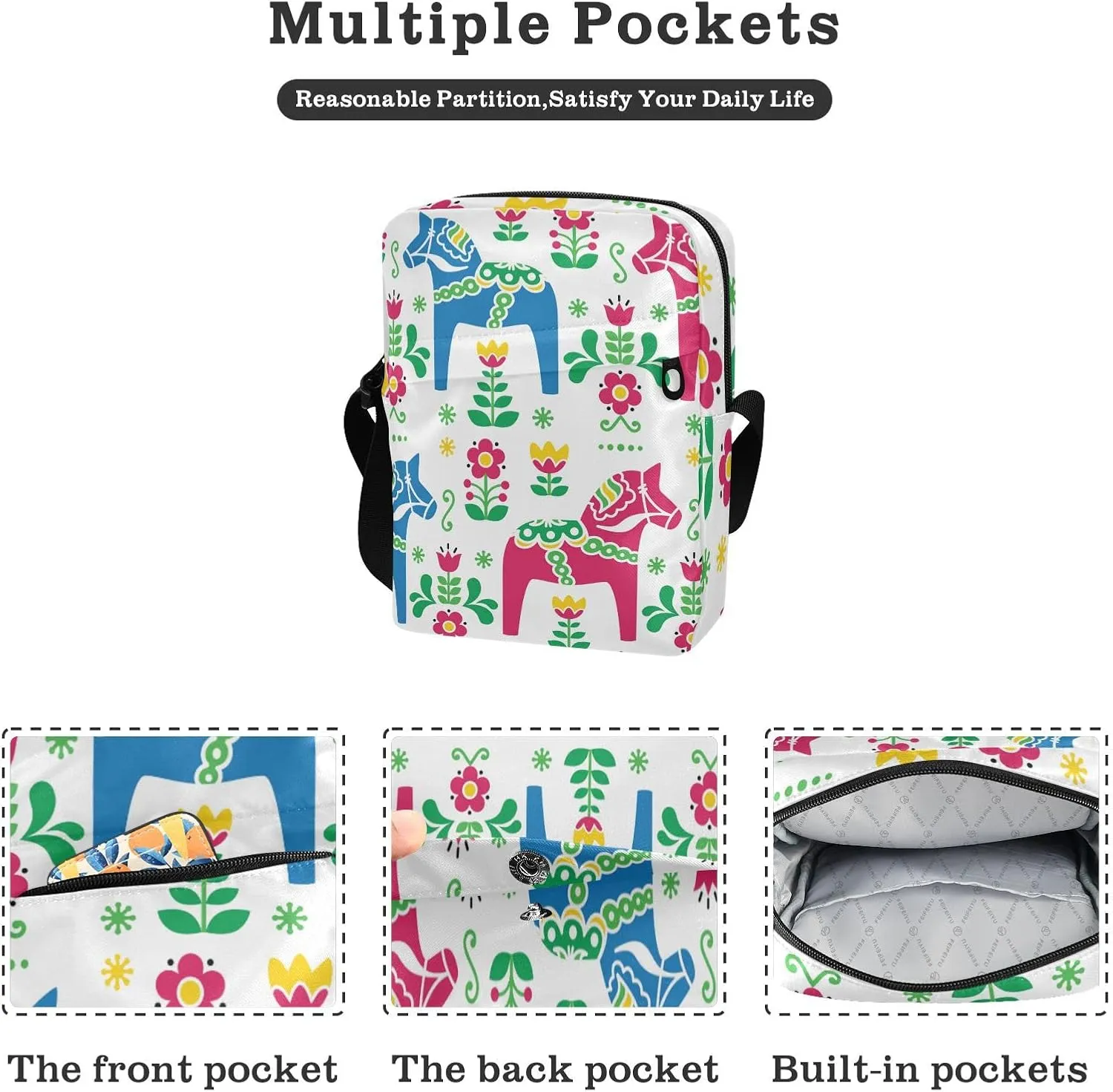 Poeticcity Crossbody Phone Bag, Small Messenger Shoulder Bag, Cash Handbag Wallet Purse