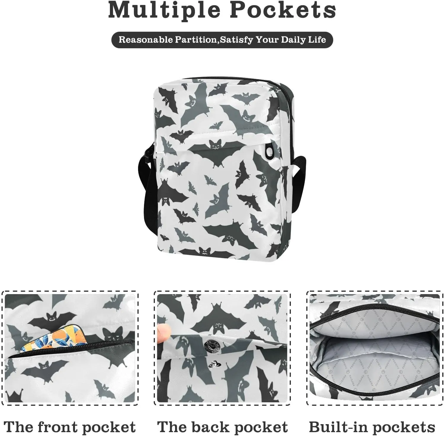 Poeticcity Crossbody Phone Bag, Small Messenger Shoulder Bag, Cash Handbag Wallet Purse