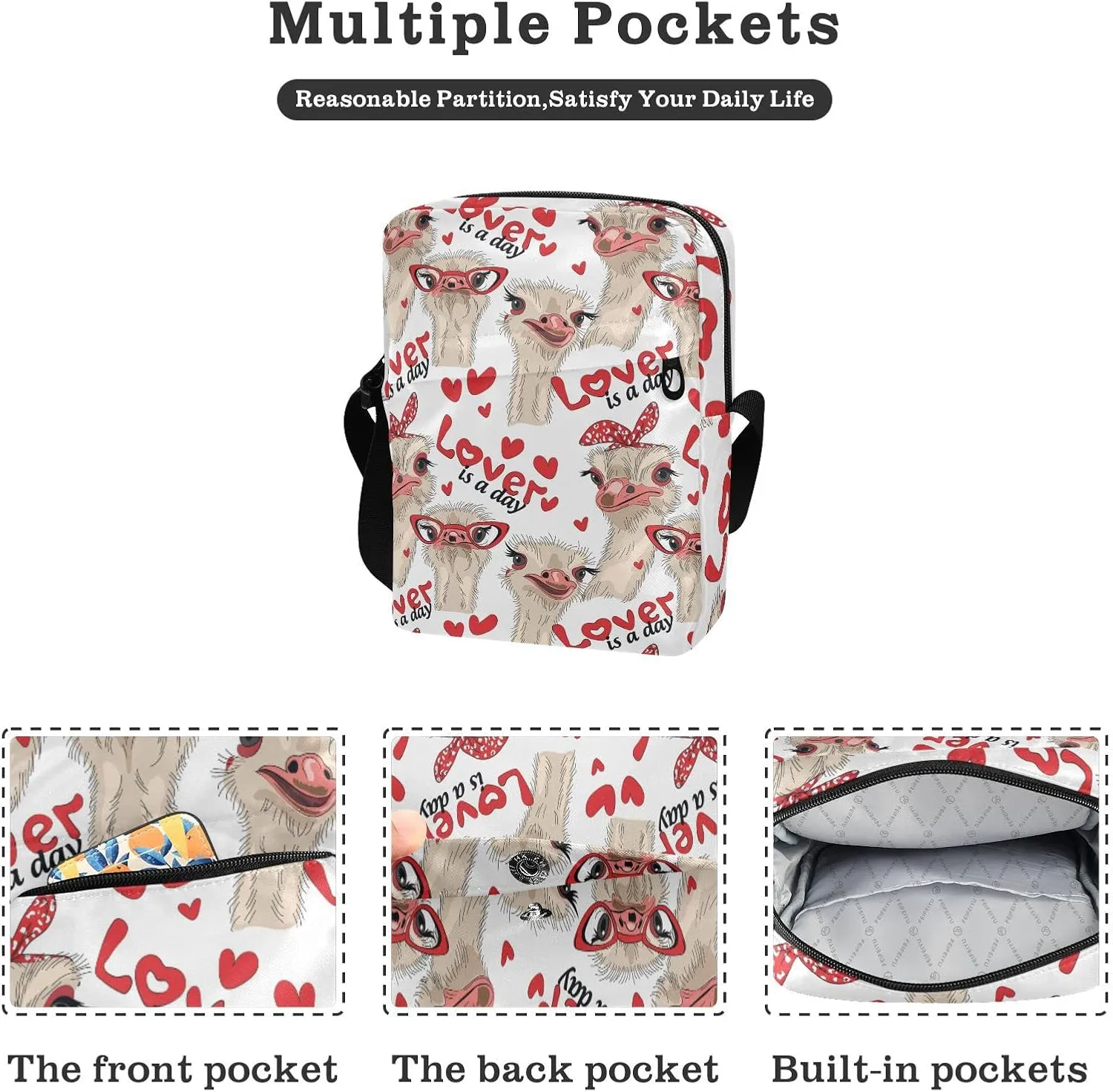 Poeticcity Crossbody Phone Bag, Small Messenger Shoulder Bag, Cash Handbag Wallet Purse