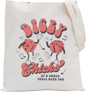 POFULL Bunco Gambling Lover Gift DICEY Chicks At A Bunco Table Near You Tote Bag Dice Game Gift
