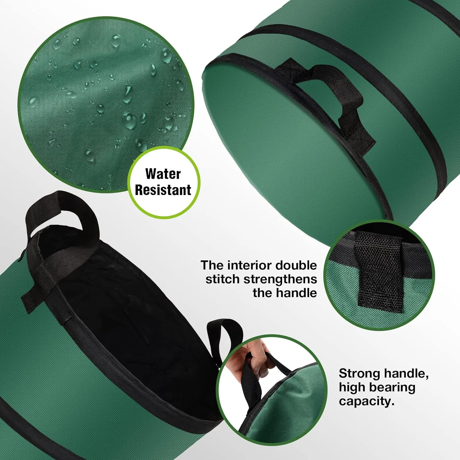 Pop Up Trash Can and Recycling Bins, 14x16 in, Collapsible Camping, Outdoor, 600D Waterproof Oxford Cloth Reusable Yard Waste Bags (2Pcs-10 Gallons)