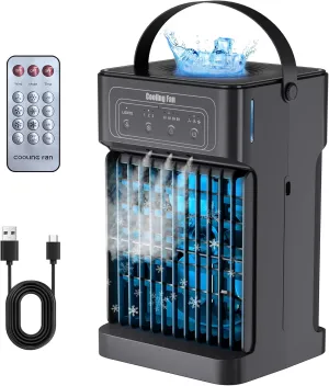 Portable Air Conditioners, 2025 Upgraded 4-IN-1 Portable AC Unit with 3 Cool Mist &Speeds, 7 Night Light & 2-8H Timer Evaporative Air Cooler, Personal Mini Air Conditioner for Bedroom, Camping, Office