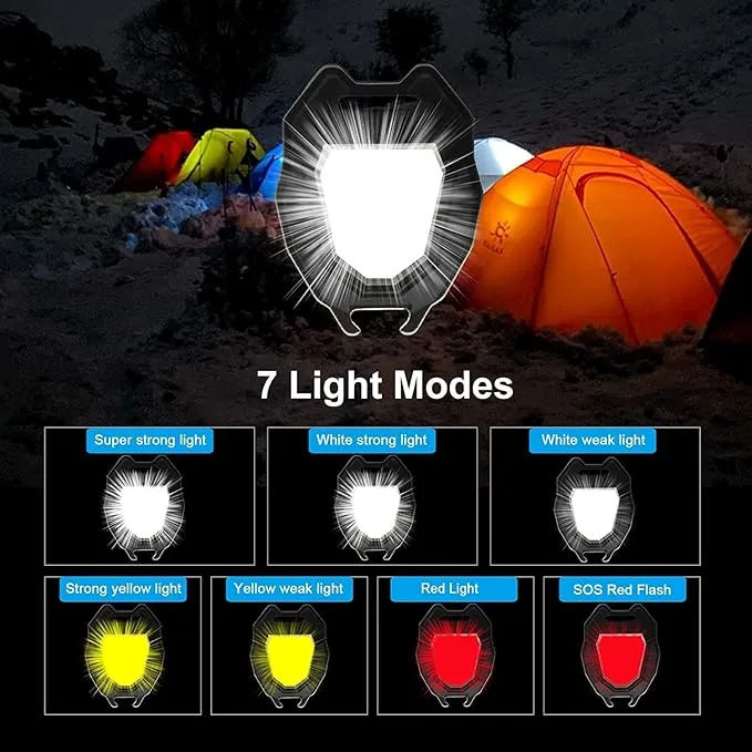 Portable COB Flashlight with 2 Compressed Towels, Build in Lighter,l Camping Bundle, Rechargeable Keychain Lighting Lamp 1000 Lumens, 6 Light Modes with Folding Bracket Magnet Base