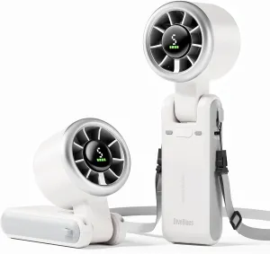 Portable Handheld Turbo Fan, 5 Gear Wind, Battery Operated, Up to 12 Working Hours, 3 IN 1 Hand Fan with Air Turbo Tech Cooling Fan for Outdoor Activities, Travel, Working