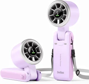 Portable Handheld Turbo Fan, 5 Gear Wind, Battery Operated, Up to 12 Working Hours, 3 IN 1 Hand Fan with Air Turbo Tech Cooling Fan for Outdoor Activities, Travel, Working