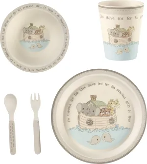 Precious Moments Noah's Ark Bamboo Toddler Mealtime Feeding and Dinnerware Set of 5, 182433