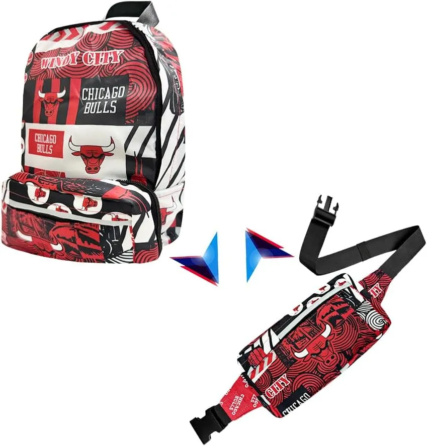 Pro Specialties Group Chicago Bulls Transformable 2-in-1 Mini Backpack: Convertible, Stylish, water-resistant travel belt bag.