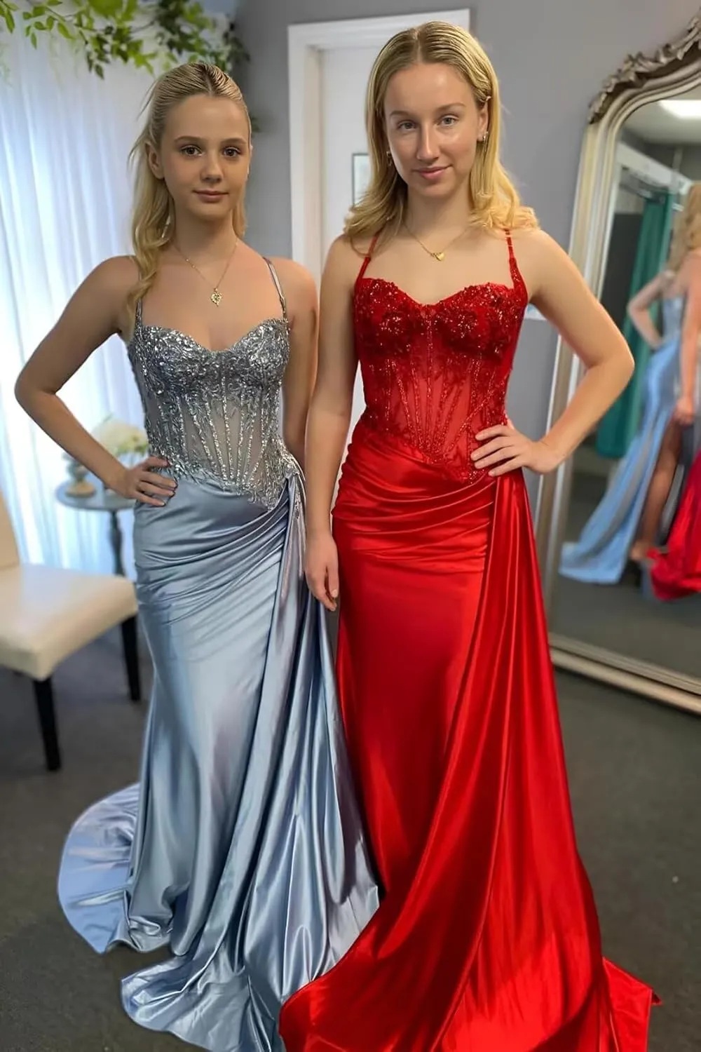 Prom Dresses 2025 for Women Corset Mermaid Spaghetti Strap Lace Applique Satin Evening Formal Ball Gown with Slit