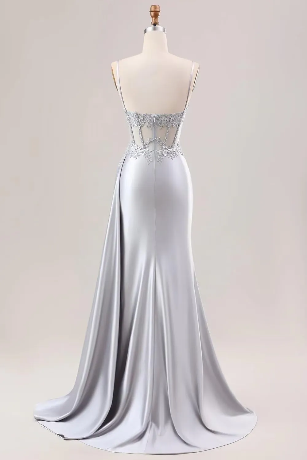 Prom Dresses 2025 for Women Corset Mermaid Spaghetti Strap Lace Applique Satin Evening Formal Ball Gown with Slit