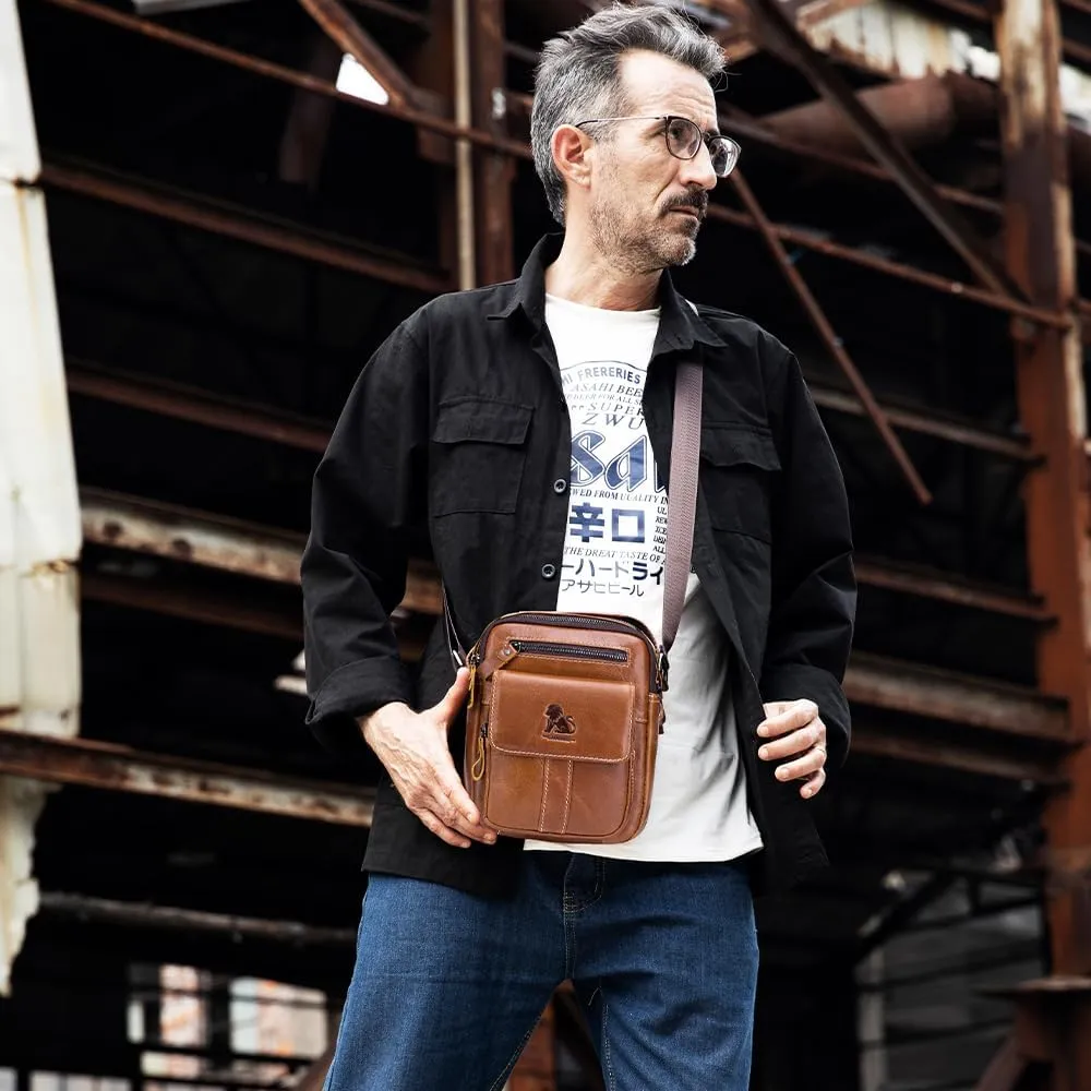 pundarika Genuine leather men's bag,shoulder bag for men,Briefcase Handbag CrossBody bag small Messenger bag