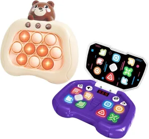 Quick Push Game & Handheld Dance Game, Light Up Push Bubble/Button Game Electronic Brain & Memory Games Stress Relief Sensory Pop Fidget Game Toys Birthday Toy for Kids 3-12