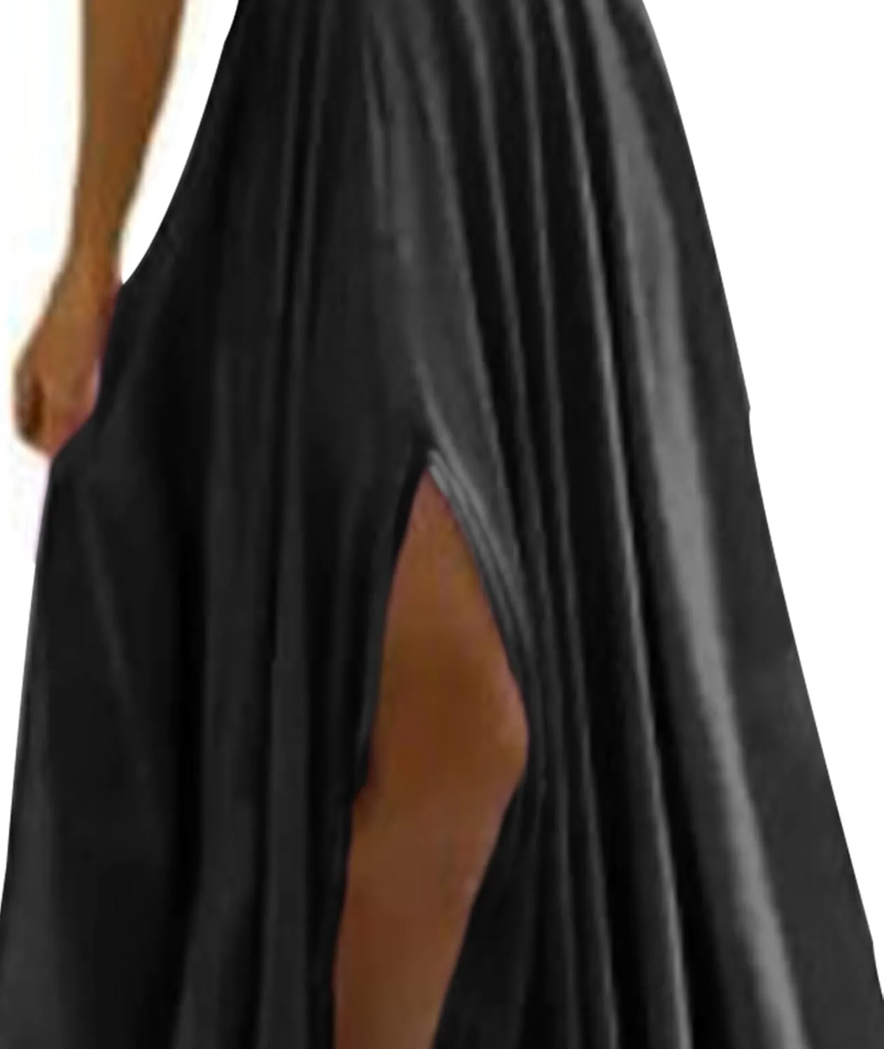 Raboolion Women's Spaghetti Straps Satin Prom Dresses Halter Backless Side Slit Bridesmaid Wedding Gowns Maxi Dress
