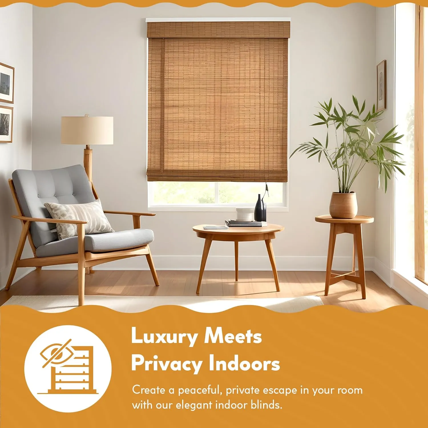 Radiance Cordless Bamboo Blinds - Flatstick Bamboo Roman Shades for Windows - Inside Mount Bamboo Blinds for Home & Offices - Indoor Roman Window Shades - Cocoa - 35 in. W x 64 in. L - 2216312E