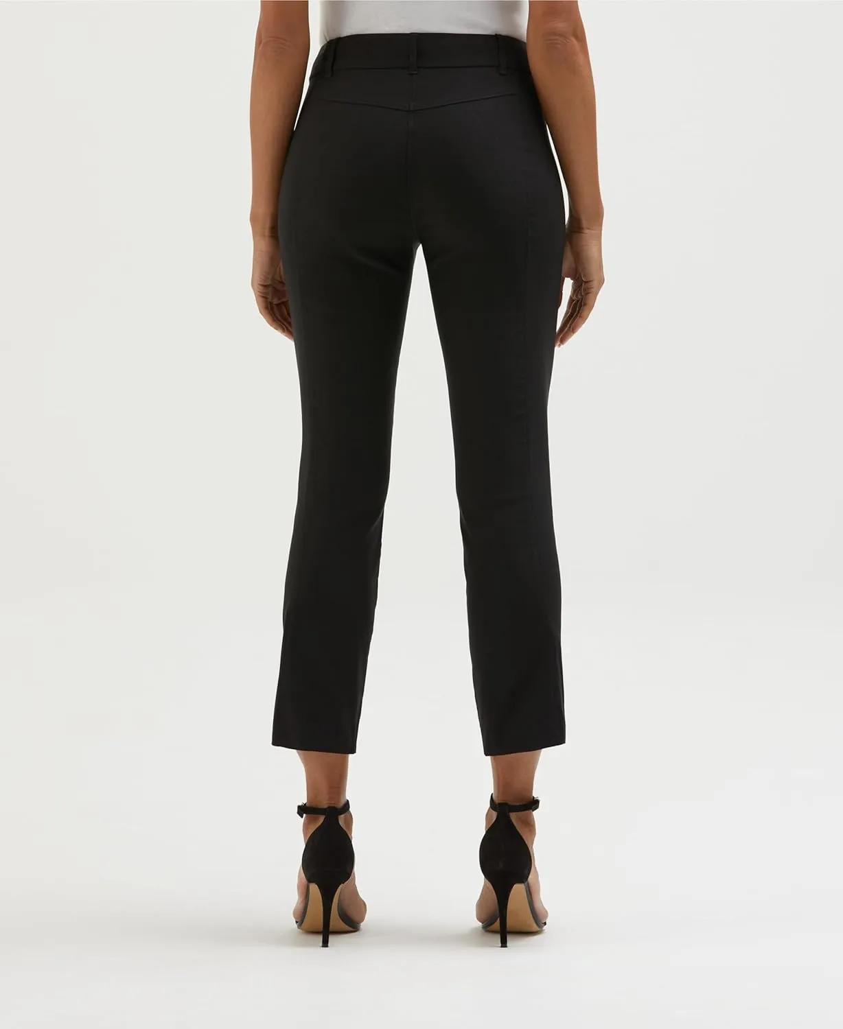 Rafaella Women's 27" Satin Luxe Crop Pants, Stretch Fabric, Elastic Waist Panels, Straight Leg Classic Fit Capris