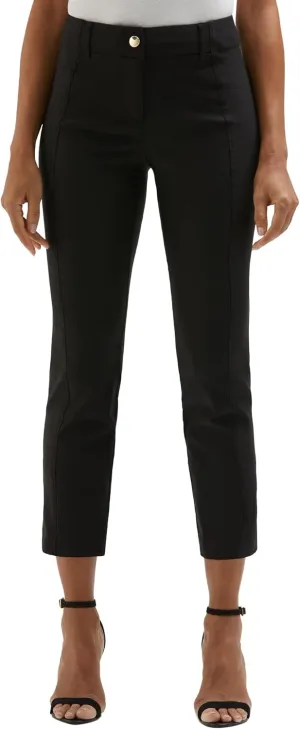 Rafaella Women's 27" Satin Luxe Crop Pants, Stretch Fabric, Elastic Waist Panels, Straight Leg Classic Fit Capris