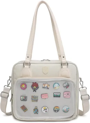 RAINBOW SMILE Canvas Ita Bag Backpack Crossbody Bag Kawaii Pin Display Bag Messenger Shoulder Bags