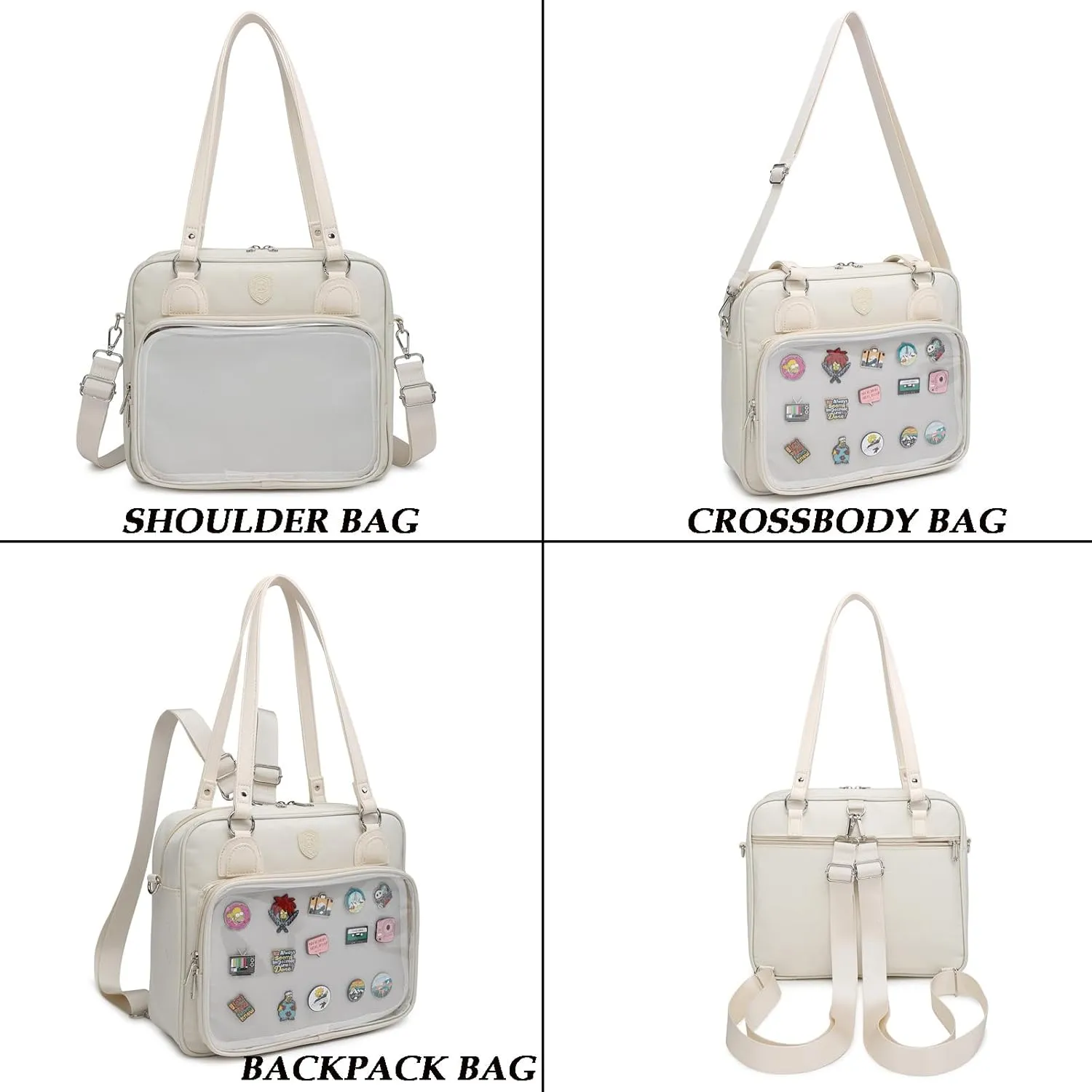 RAINBOW SMILE Canvas Ita Bag Backpack Crossbody Bag Kawaii Pin Display Bag Messenger Shoulder Bags