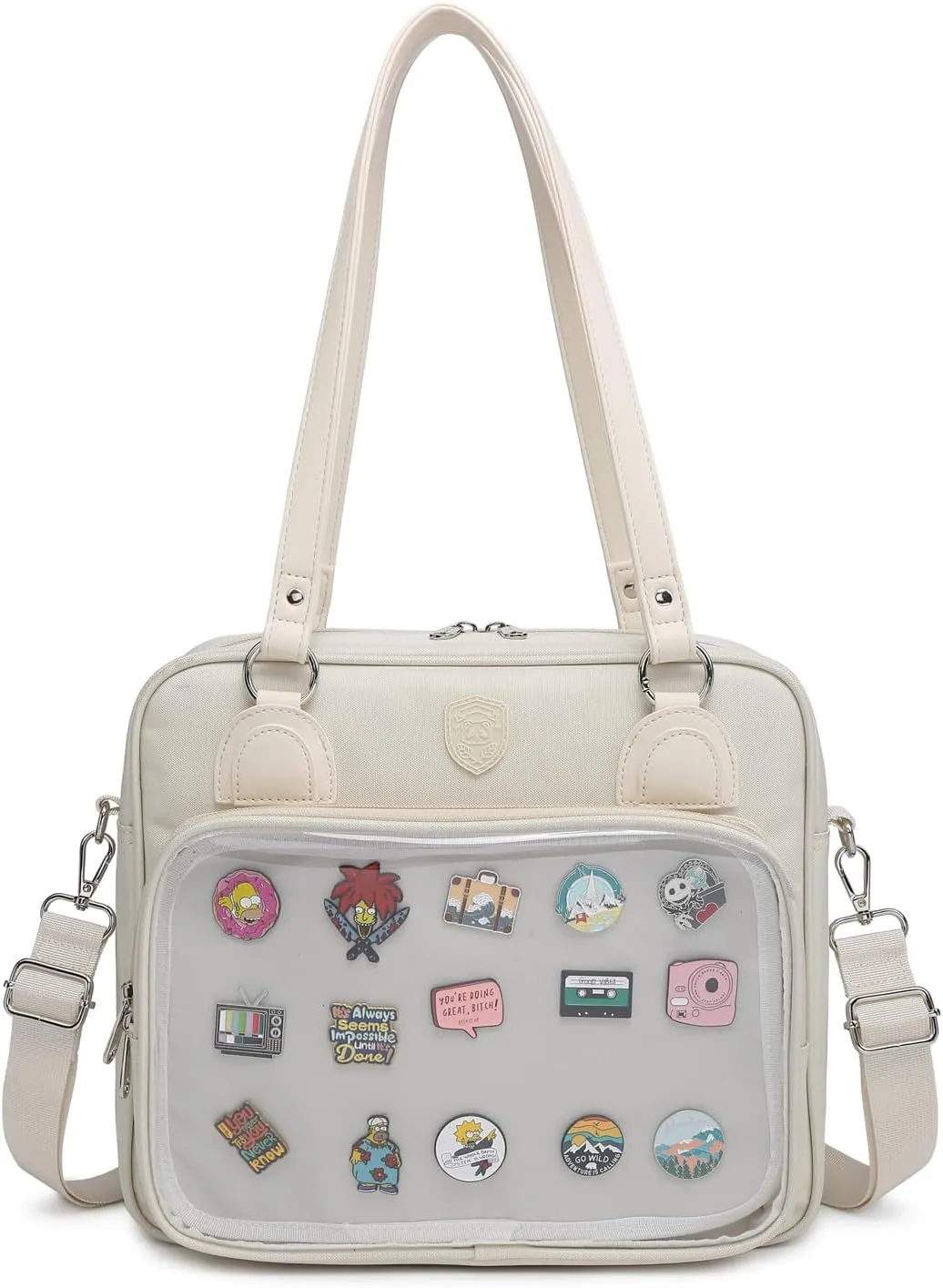RAINBOW SMILE Canvas Ita Bag Backpack Crossbody Bag Kawaii Pin Display Bag Messenger Shoulder Bags